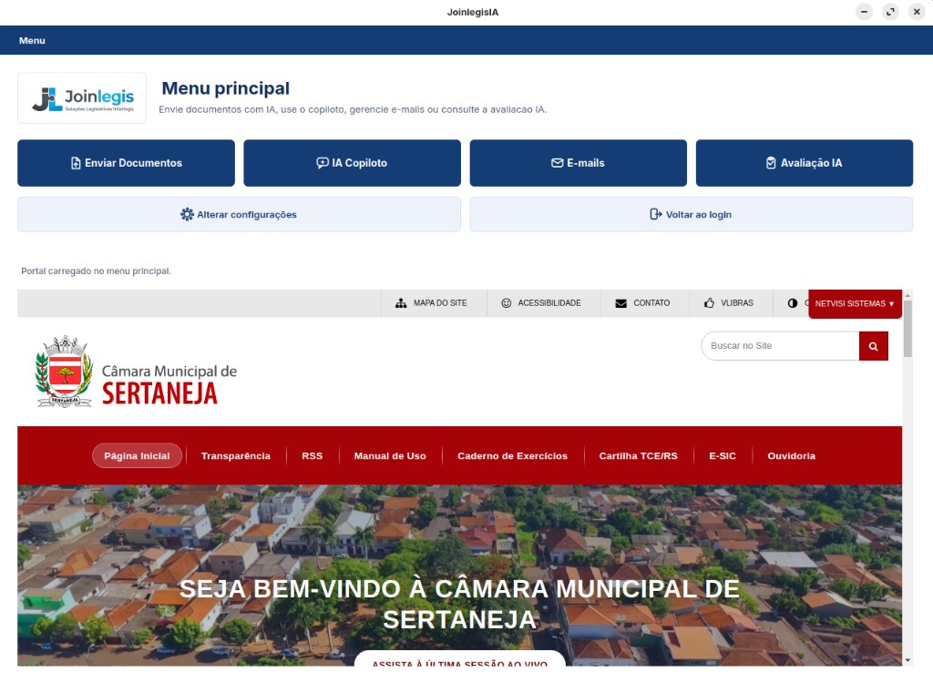 Menu da JoinlegisIA